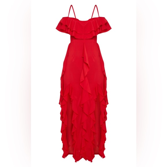 Pretty Little Thing Ruffle Red Dress - Picture 5 of 7
